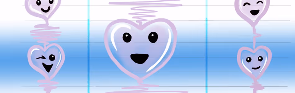 A series of hearts in a representation of the richter scale