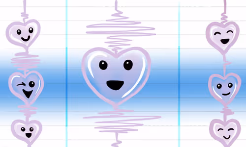 A series of hearts in a representation of the richter scale