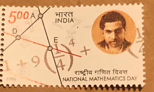 Stamp from India featuring the mathematician Ramanujan