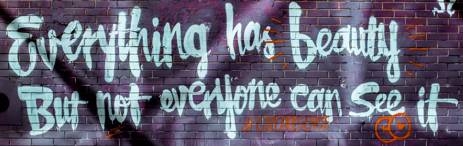 Graffiti on Brick Wall Says Everything Has Beauty but Not Everyone Can See It