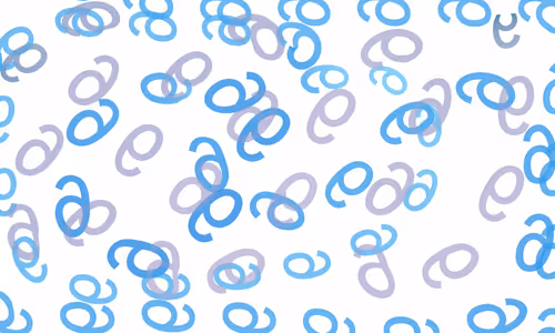 The math symbol e in colors of blue on white background