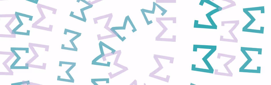 The symbol for sigma in pink and green on a white background.