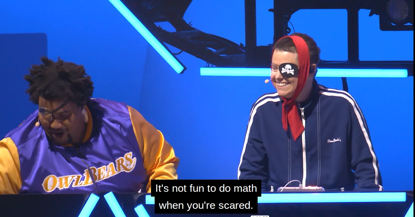 Lou Wilson as Fabian Seacaster counts dice and experiences math anxiety