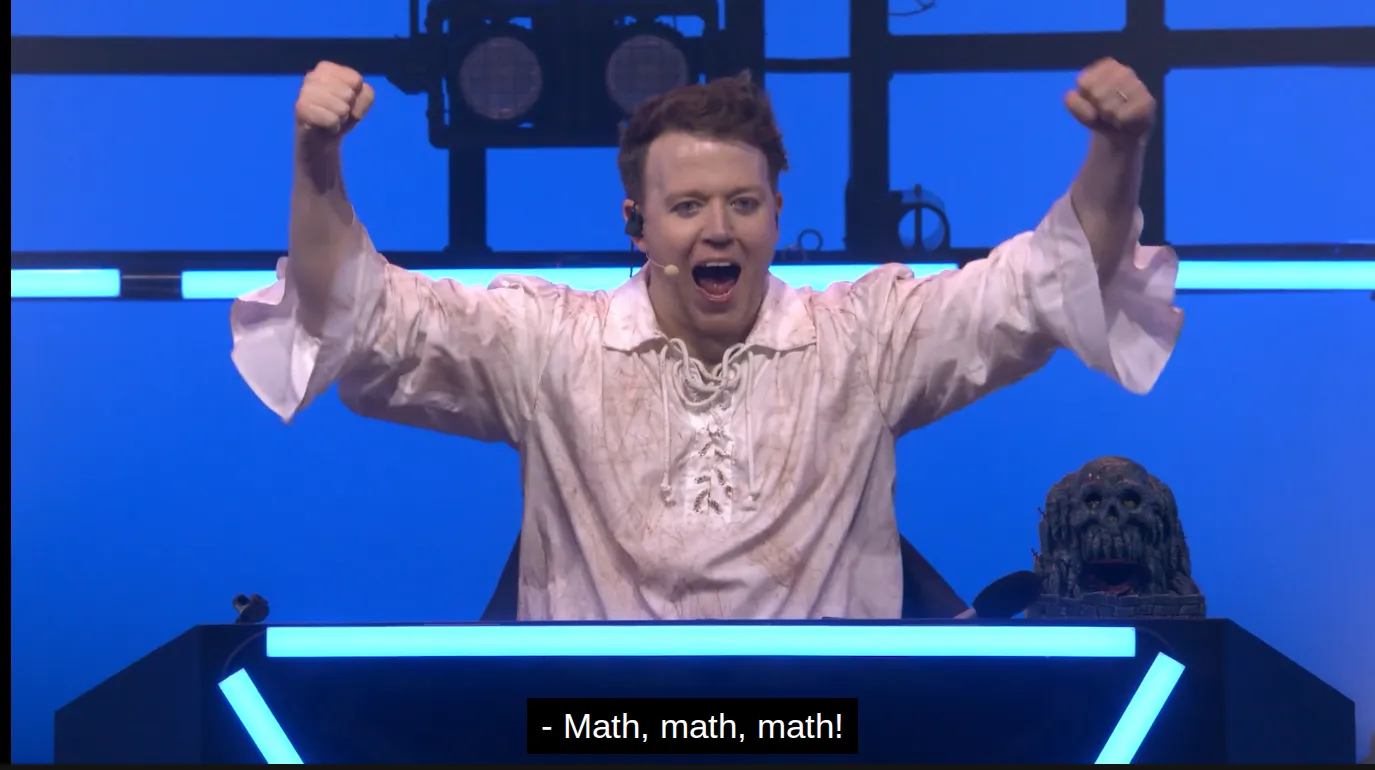 Brennan Lee Mulligan chants with a sold out Hollywood Bowl the word math